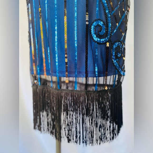 Blue sequined flapper dress - Picture 6 of 8